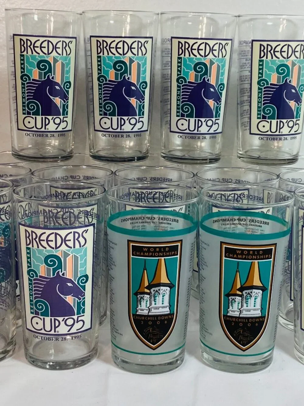 VNTG Churchill Downs Breeders Cup Lot of 19 Commem Mint Julep Glasses 1995/2006